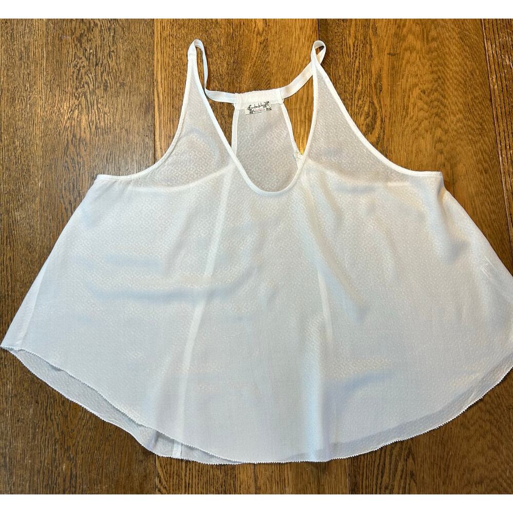 Free People Swing Tank Ivory Sheer Boho Feminine Tone on Tone Sz S Racer Back